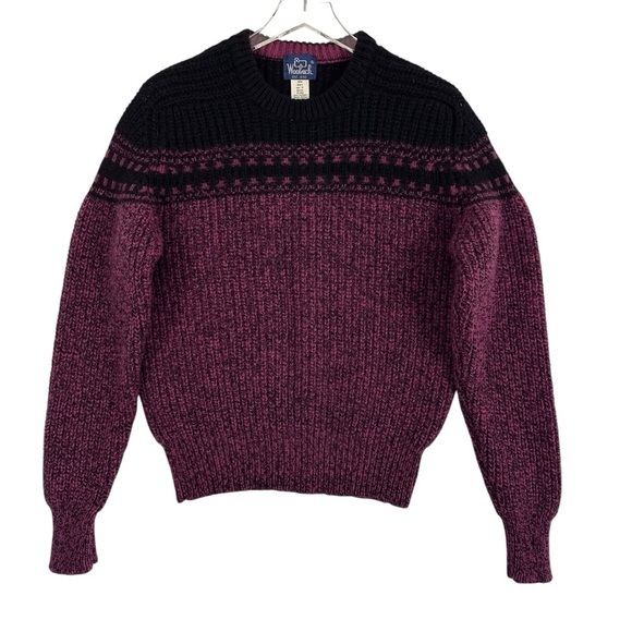 Vintage 80s Woolrich Highland Fair Isle Nordic Wool Sweater Mens Size M - Picture 1 of 8